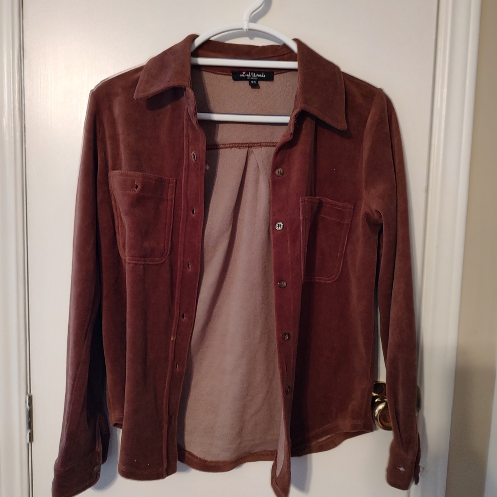 Soft Surroundings Plush Button-Up Shirt Jacket - Rust